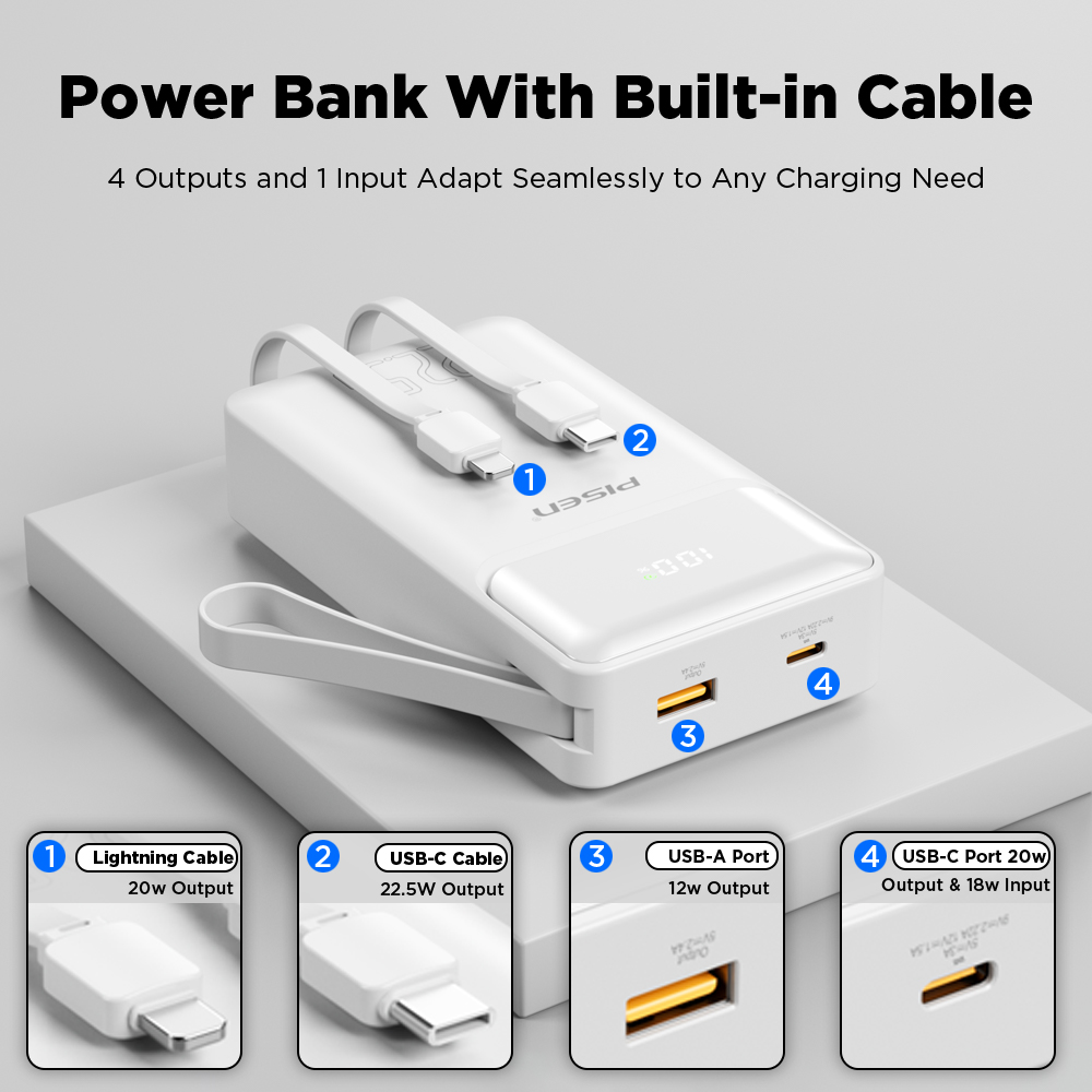PISEN 22.5W Power Bank 20000mA - đánh giá và giá Portable Charger 20000Mah