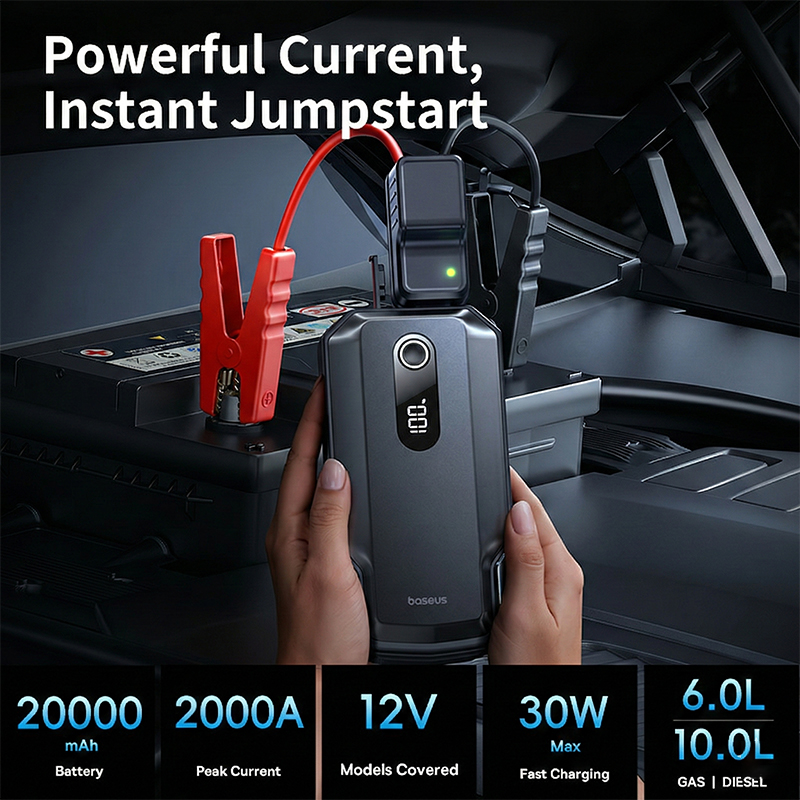 Baseus 2000A Jump Starter Emer - đánh giá và giá Portable Charger 20000Mah